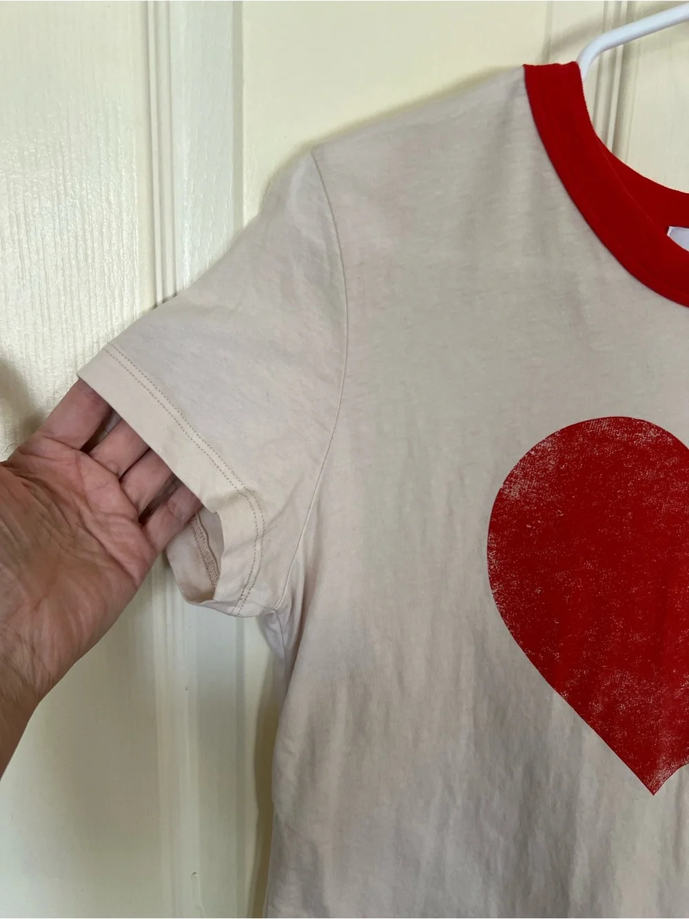 Anthropologie Letluv Red Heart Graphic Ringer Tee Large USA Made - Picture 5 of 7